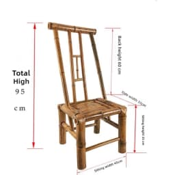 BP82 Handcrafted Bamboo Chair with Backrest Traditional Chinese Style Photography Tea Room Dining Chair for Home Decor