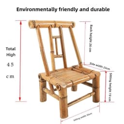 BP82 Handcrafted Bamboo Chair with Backrest Traditional Chinese Style Photography Tea Room Dining Chair for Home Decor
