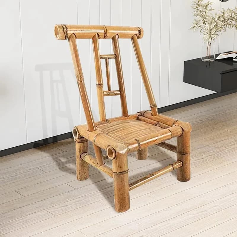 BP82 Handcrafted Bamboo Chair with Backrest Traditional Chinese Style Photography Tea Room Dining Chair for Home Decor