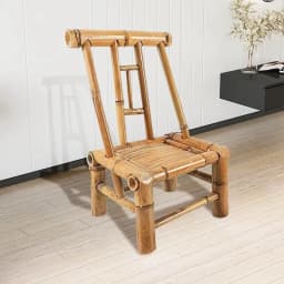 BP82 Handcrafted Bamboo Chair with Backrest Traditional Chinese Style Photography Tea Room Dining Chair for Home Decor