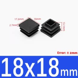 Black Square Plastic Black Blanking End Cap Pipe Plug Foot Furniture Inner Plug Cover 10x10mm ~ 100x100mm