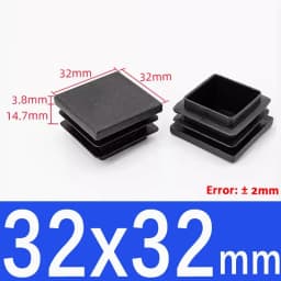 Black Square Plastic Black Blanking End Cap Pipe Plug Foot Furniture Inner Plug Cover 10x10mm ~ 100x100mm