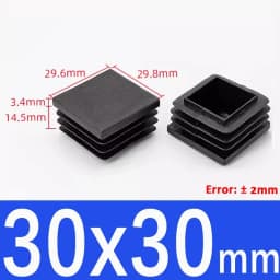 Black Square Plastic Black Blanking End Cap Pipe Plug Foot Furniture Inner Plug Cover 10x10mm ~ 100x100mm
