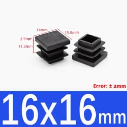 Black Square Plastic Black Blanking End Cap Pipe Plug Foot Furniture Inner Plug Cover 10x10mm ~ 100x100mm