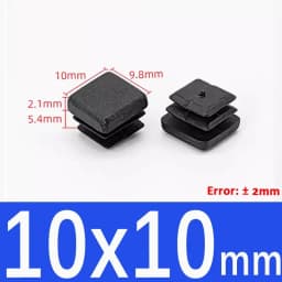 Black Square Plastic Black Blanking End Cap Pipe Plug Foot Furniture Inner Plug Cover 10x10mm ~ 100x100mm