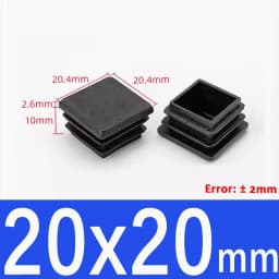 Black Square Plastic Black Blanking End Cap Pipe Plug Foot Furniture Inner Plug Cover 10x10mm ~ 100x100mm