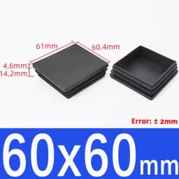 Black Square Plastic Black Blanking End Cap Pipe Plug Foot Furniture Inner Plug Cover 10x10mm ~ 100x100mm