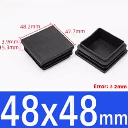 Black Square Plastic Black Blanking End Cap Pipe Plug Foot Furniture Inner Plug Cover 10x10mm ~ 100x100mm