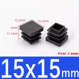 Black Square Plastic Black Blanking End Cap Pipe Plug Foot Furniture Inner Plug Cover 10x10mm ~ 100x100mm
