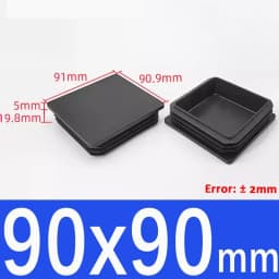 Black Square Plastic Black Blanking End Cap Pipe Plug Foot Furniture Inner Plug Cover 10x10mm ~ 100x100mm