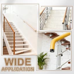 4Pcs Stainless Steel Dia.50mm Railing End Cap Adjustable Elbow Straight Connecting Polymer Wooden Balustrade Handrail