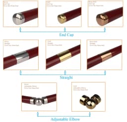 4Pcs Stainless Steel Dia.50mm Railing End Cap Adjustable Elbow Straight Connecting Polymer Wooden Balustrade Handrail