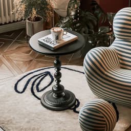 Round End Table with Metal Base Multifunctional Vintage Coffee Table for Living Room, Bedroom Office & Patio Sofa Tray Table
