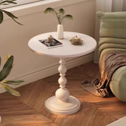Round End Table with Metal Base Multifunctional Vintage Coffee Table for Living Room, Bedroom Office & Patio Sofa Tray Table