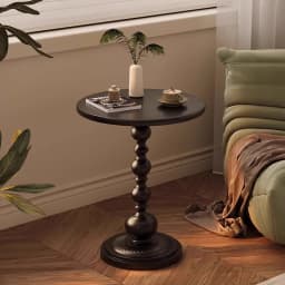 Round End Table with Metal Base Multifunctional Vintage Coffee Table for Living Room, Bedroom Office & Patio Sofa Tray Table