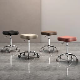 Height Adjustable Swivel Stool with Wheels PU Leather Rolling Stool for Home Kitchen Salon Nail Studio Ergonomic Barber Chair