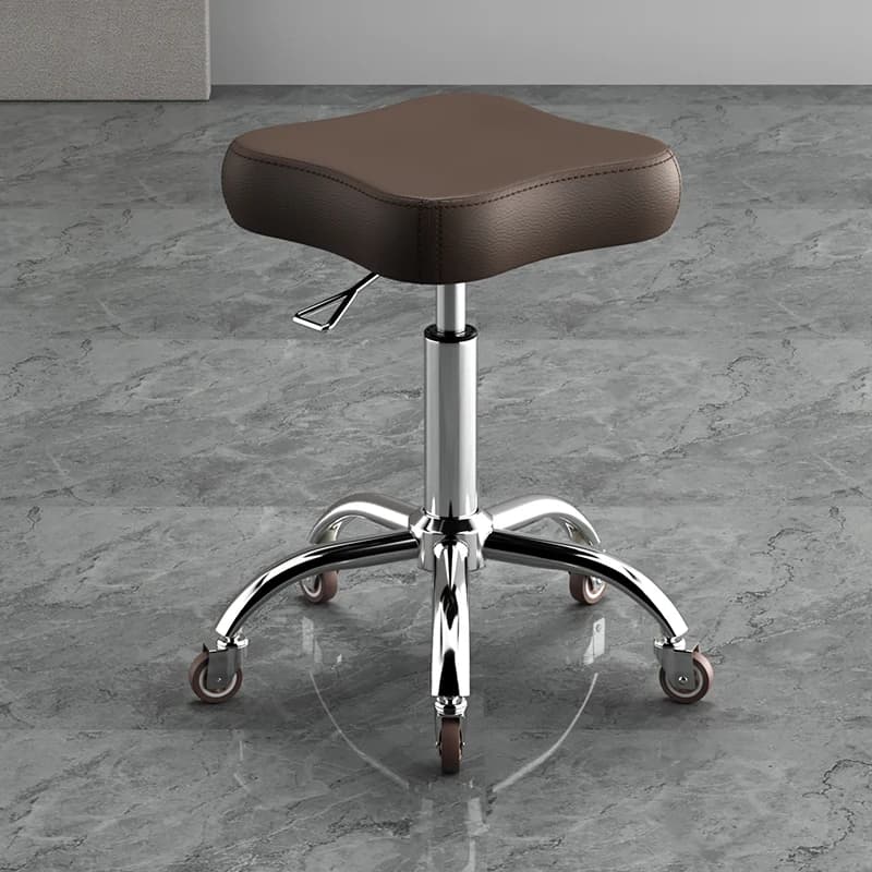 Height Adjustable Swivel Stool with Wheels PU Leather Rolling Stool for Home Kitchen Salon Nail Studio Ergonomic Barber Chair