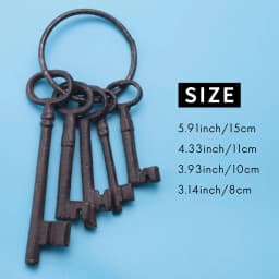 Pirate Treasure Chest Keys Set,Key Ring Antique Style,Rustic Cast Iron Skeleton Key Wall Decor, Costume Prop (5 Keys)