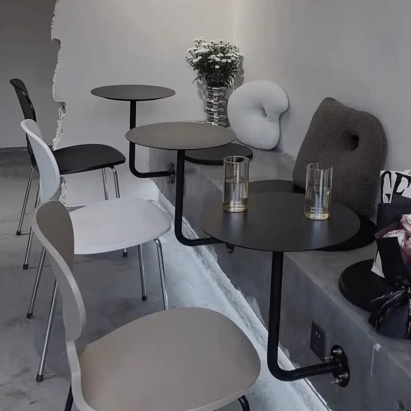 Wall-Mounted Small Round Table for Cafe Milk Tea Shop Corner Booth Space-Saving Bistro Counter Dessert Bar Wall Installation