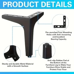 4PCS black height modern furniture sofa legs metal matte black treatment table cabinet legs furniture accessories
