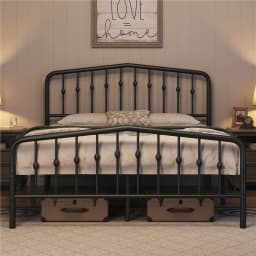 #For Twin/Full/Queen Bed Frames Metal Platform Bed with Arched Headboard/Footboard,Black/White/Antique Gold&