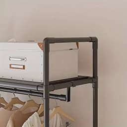 Clothing Storage Rack with Wheels, Hooks & Shelves - Space-Saving Organizer, Durable Freestanding Clothes Organizer for Bedroom