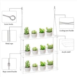 ABWP-3-Tier Window Plant Shelves 16 Inch, Acrylic Adjustable Hanging Floating Shelf, Window Sill Extender For Indoor Plants