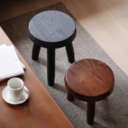 Japanese Elm Wood Step Stools Wabi-Sabi Style Low Bench Minimalist Entryway Seat Rustic Side Table for Living Room & Bedroom