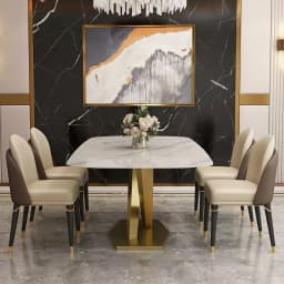 small apartment often practical rock slab dining table and chairs household high-end with chairs stainless steel dining table