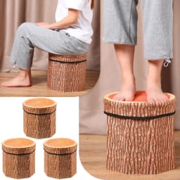 Tree Stump Storage Ottoman Folding Stool Collapsible Footrest Seat Lid Foldable Storage Box Living Room Bedroom Kids Decor
