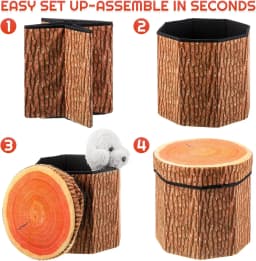 Tree Stump Storage Ottoman Folding Stool Collapsible Footrest Seat Lid Foldable Storage Box Living Room Bedroom Kids Decor