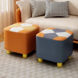 Wooden Waterproof Square Living Room Stools Colorful Creative Design Soft Bedroom Ottoman Simple Cute Modern Home Furniture