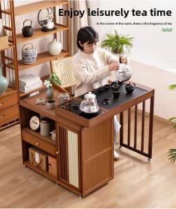 2025 Hot Selling Portable Tea Table with Heating Kettle for Home Balcony Tea Ceremony