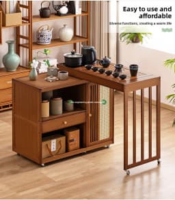 2025 Hot Selling Portable Tea Table with Heating Kettle for Home Balcony Tea Ceremony