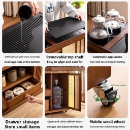 2025 Hot Selling Portable Tea Table with Heating Kettle for Home Balcony Tea Ceremony