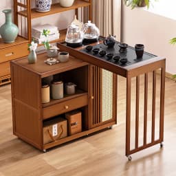 2025 Hot Selling Portable Tea Table with Heating Kettle for Home Balcony Tea Ceremony