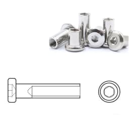 M10 304 Stainless Steel Flat Hex Hexagon Socket Head Connector Rivet Furniture Table Connector Insert Joint Sleeve Cap Nut