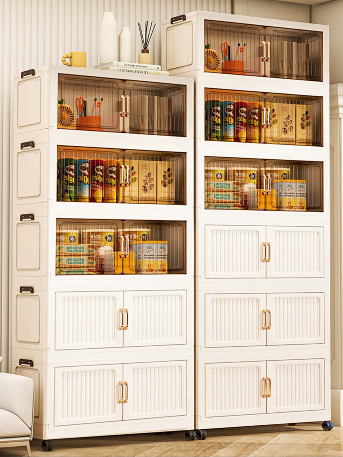 MultiFunctional Room Storage Cabinet with Double Doors Multiple Layers Thickened Design for Home Living Room Miscellaneous Goods