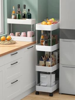 3/4 Layer Rolling Utility Cart, Bathroom Storage Rack With Wheels,Bathroom Storage Organizer, Multi-purpose Utility Cart
