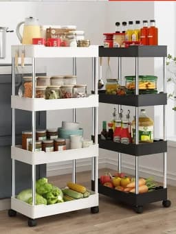 3/4 Layer Rolling Utility Cart, Bathroom Storage Rack With Wheels,Bathroom Storage Organizer, Multi-purpose Utility Cart