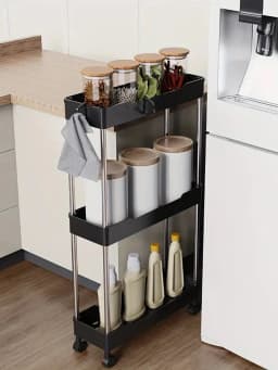 3/4 Layer Rolling Utility Cart, Bathroom Storage Rack With Wheels,Bathroom Storage Organizer, Multi-purpose Utility Cart