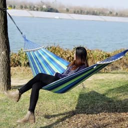 Hammock Leisure Durable Single Travel Swing Chair Hanging Bed Casual Hammocks For Patio Garden Backyard Outdoor Indoor With Bag