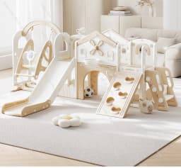 Indoor slide swing 2-in-1 family multi-functional climbing frame