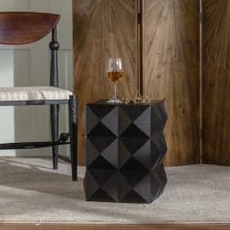 MOMO Black Antique Style Sofa Side Table for Living Room Balcony B&B Small Coffee Table Villa Model Room Corner Bedside
