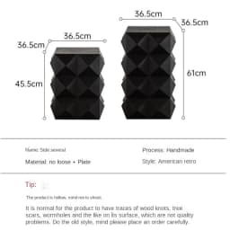 MOMO Black Antique Style Sofa Side Table for Living Room Balcony B&B Small Coffee Table Villa Model Room Corner Bedside