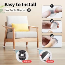 8PCS Grey Chair Leg Floor Protectors with Thick Wrap Felt Pads Silicone Furniture Foot Cover Table Feet Protect Floors