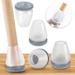 8PCS Grey Chair Leg Floor Protectors with Thick Wrap Felt Pads Silicone Furniture Foot Cover Table Feet Protect Floors