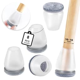 8PCS Grey Chair Leg Floor Protectors with Thick Wrap Felt Pads Silicone Furniture Foot Cover Table Feet Protect Floors