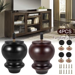 4Pcs Furniture Leg Set Solid Wood Sofa Legs Replacement Feet Fittings Height 4 Inch Coffee Table TV Cabinet Wooden Legs