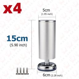 KAK 4pcs Aluminum Alloy Furniture Legs Adjustable Sofa Leg Table Feet Replacement 6-30CM Heavy Duty 400KG Furniture Support Leg